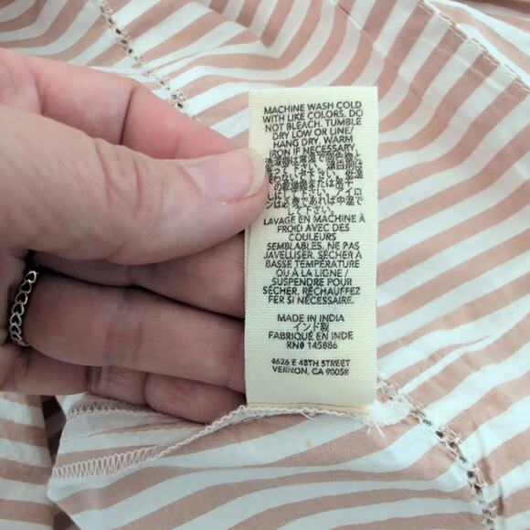 The GREAT Bubble Sleeve Blouse - Size 1 (Small) Cotton Striped Pink White - Picture 7 of 11